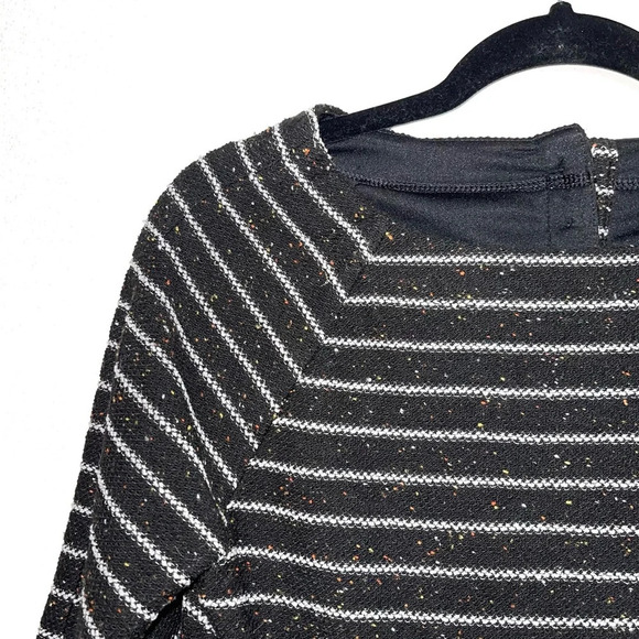 Banana Republic Factory Black & White Striped Tweed Boatneck Sweater Small Women - Picture 3 of 12